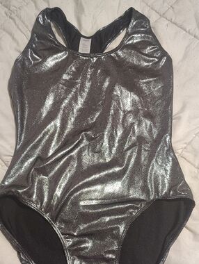 balera Shimmery Metallic Black Girls One-Piece Bodysuit